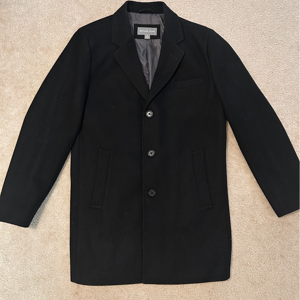 Michael Kors Men’s Wool Blend Top Coat – Black